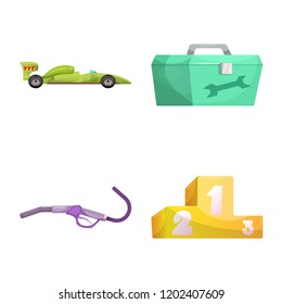 Isolated object of car and rally symbol. Set of car and race vector icon for stock.