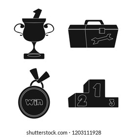 Isolated object of car and rally symbol. Collection of car and race stock vector illustration.
