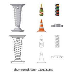 Isolated object of car and rally symbol. Set of car and race stock vector illustration.