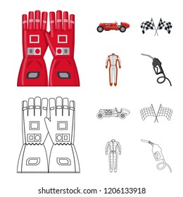 Isolated object of car and rally symbol. Collection of car and race vector icon for stock.