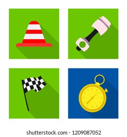 Isolated object of car and rally symbol. Collection of car and race stock vector illustration.