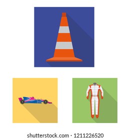 Isolated object of car and rally symbol. Set of car and race stock vector illustration.