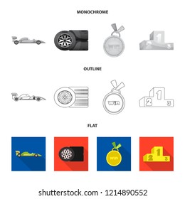 Isolated object of car and rally symbol. Collection of car and race stock symbol for web.