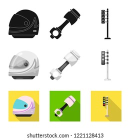 Isolated object of car and rally symbol. Set of car and race stock vector illustration.