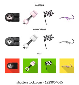 Isolated object of car and rally symbol. Collection of car and race stock vector illustration.