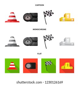 Isolated object of car and rally symbol. Set of car and race vector icon for stock.