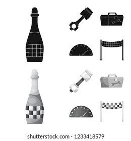 Isolated object of car and rally symbol. Collection of car and race stock symbol for web.