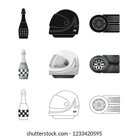 Isolated object of car and rally symbol. Set of car and race stock vector illustration.