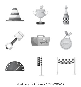 Isolated object of car and rally symbol. Set of car and race stock symbol for web.