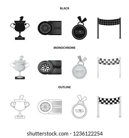 Isolated object of car and rally symbol. Set of car and race stock vector illustration.