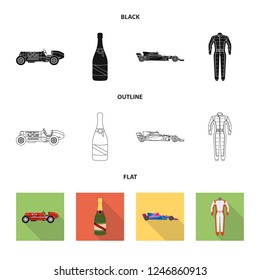 Isolated object of car and rally symbol. Collection of car and race stock vector illustration.