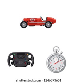 Isolated object of car and rally symbol. Collection of car and race vector icon for stock.