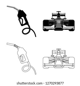 Isolated object of car and rally symbol. Set of car and race stock symbol for web.