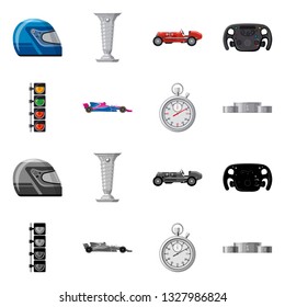 Isolated object of car and rally symbol. Collection of car and race vector icon for stock.