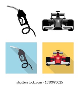 Isolated object of car and rally symbol. Set of car and race stock vector illustration.