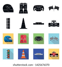 Isolated object of car and rally symbol. Set of car and race stock symbol for web.