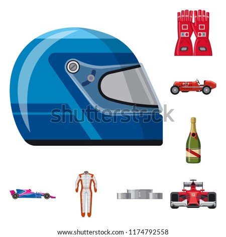 Isolated object of car and rally symbol. Collection of car and race stock vector illustration.