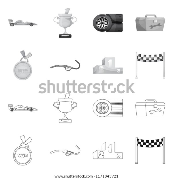 Isolated object of car and rally symbol.\
Collection of car and race stock symbol for\
web.