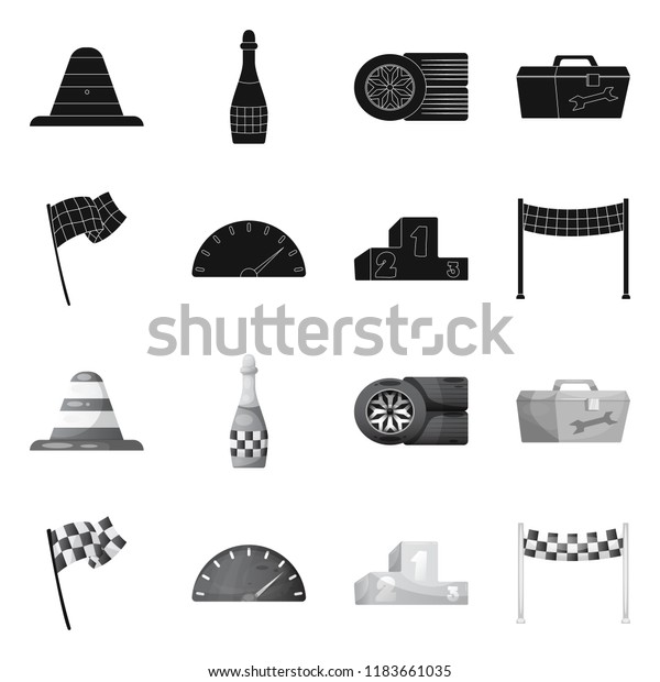 Isolated object of car and rally symbol.\
Collection of car and race stock symbol for\
web.