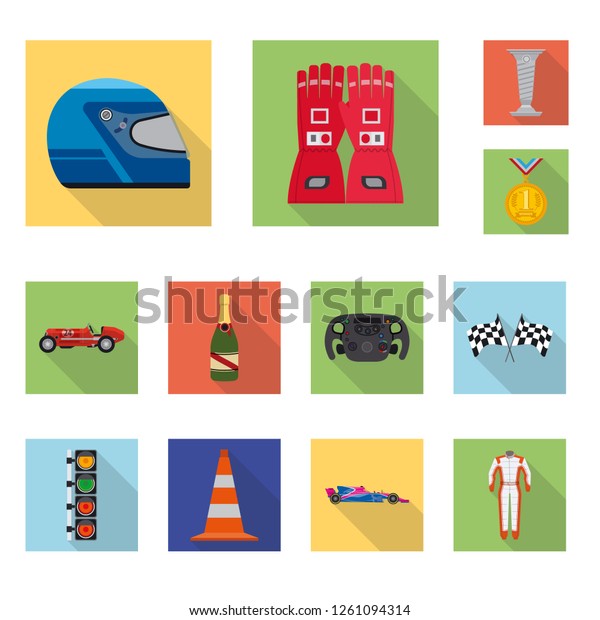 Isolated object of car and rally symbol.\
Set of car and race stock vector\
illustration.