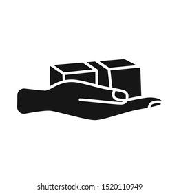 Isolated object of cardboard and box logo. Web element of cardboard and hand vector icon for stock.