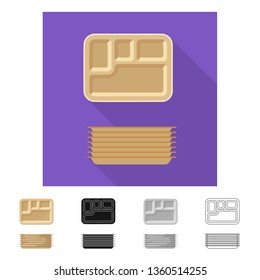Isolated object of cardboard  and container sign. Collection of cardboard  and tray stock vector illustration.