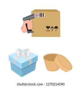 Isolated object of cardboard and delivery  icon. Collection of cardboard and label stock symbol for web.
