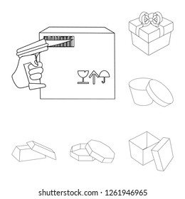 Isolated object of cardboard and delivery  logo. Set of cardboard and label stock symbol for web.