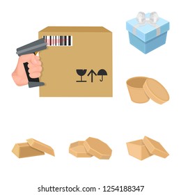 Isolated object of cardboard and delivery  symbol. Collection of cardboard and label stock symbol for web.