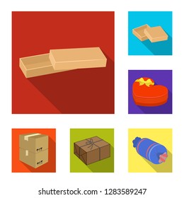 Isolated object of cardboard and delivery  symbol. Collection of cardboard and label stock symbol for web.