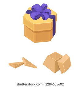 Isolated object of cardboard and delivery  symbol. Collection of cardboard and label stock vector illustration.
