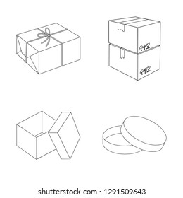 Isolated object of cardboard and delivery  symbol. Collection of cardboard and label vector icon for stock.