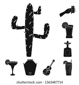 Isolated object of carnival and national icon. Set of carnival and tequila stock vector illustration.