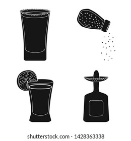 Isolated object of carnival and national icon. Collection of carnival and tequila vector icon for stock.