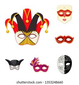 Isolated object of carnival and theatrical icon. Collection of carnival and mystery vector icon for stock.
