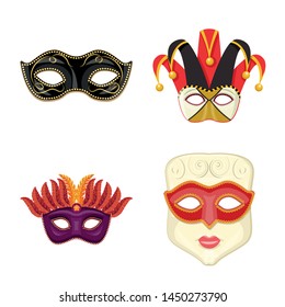 Isolated object of carnival and theatrical logo. Set of carnival and mystery stock symbol for web.