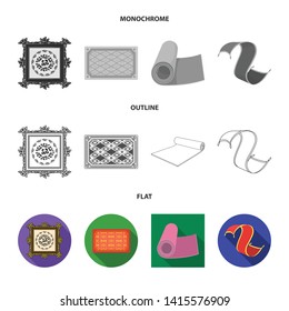 Isolated object of carpet and persian sign. Collection of carpet and border stock vector illustration.
