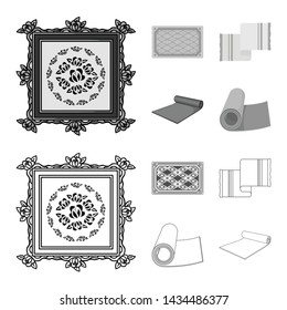 Isolated object of carpet and persian sign. Set of carpet and border stock vector illustration.