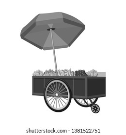 Isolated object of cart and parasol sign. Set of cart and store stock vector illustration.