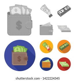 Isolated object of cash and currency icon. Collection of cash and stack stock vector illustration.
