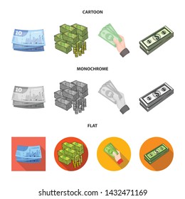 Isolated object of cash and currency icon. Set of cash and stack stock vector illustration.