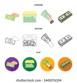 Isolated object of cash and currency logo. Set of cash and stack vector icon for stock.