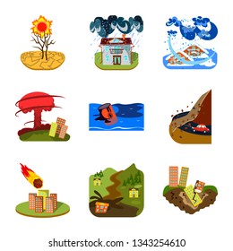 Isolated object of cataclysm and disaster icon. Set of cataclysm and apocalypse  stock symbol for web.