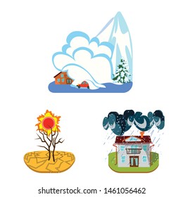 Isolated object of cataclysm and disaster icon. Set of cataclysm and apocalypse stock vector illustration.