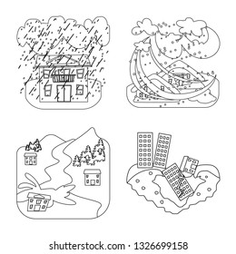 Isolated object of cataclysm and disaster logo. Collection of cataclysm and apocalypse  stock symbol for web.