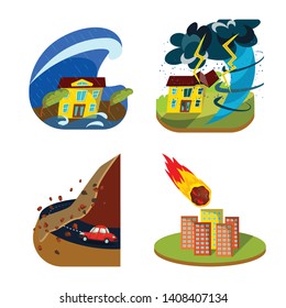 Isolated object of cataclysm and disaster logo. Collection of cataclysm and apocalypse  stock vector illustration.