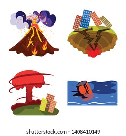 Isolated object of cataclysm and disaster sign. Collection of cataclysm and apocalypse  stock vector illustration.