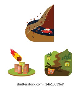 Isolated object of cataclysm and disaster sign. Collection of cataclysm and apocalypse stock vector illustration.