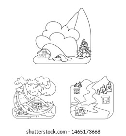 Isolated object of cataclysm and disaster sign. Set of cataclysm and apocalypse vector icon for stock.
