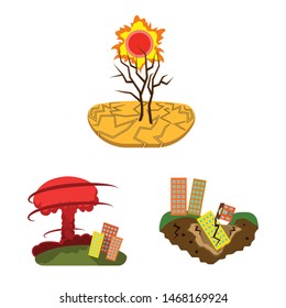 Isolated object of cataclysm and disaster sign. Collection of cataclysm and apocalypse stock vector illustration.